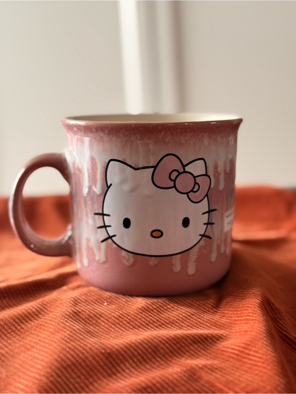 Sanrio Hello Kitty Pink Drip Glaze Ceramic Mug 20 oz Large Coffee Cup